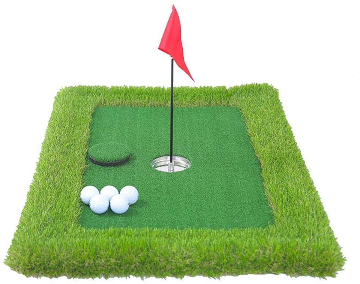 Dailygoods- Drijvende Golfbaan - 30x60cm - Inclusief Chipping Mat - Rubber Tee - Roestvrij Stalen Cup - Ideaal voor Zwembadspellen - Drijvende Golfmat