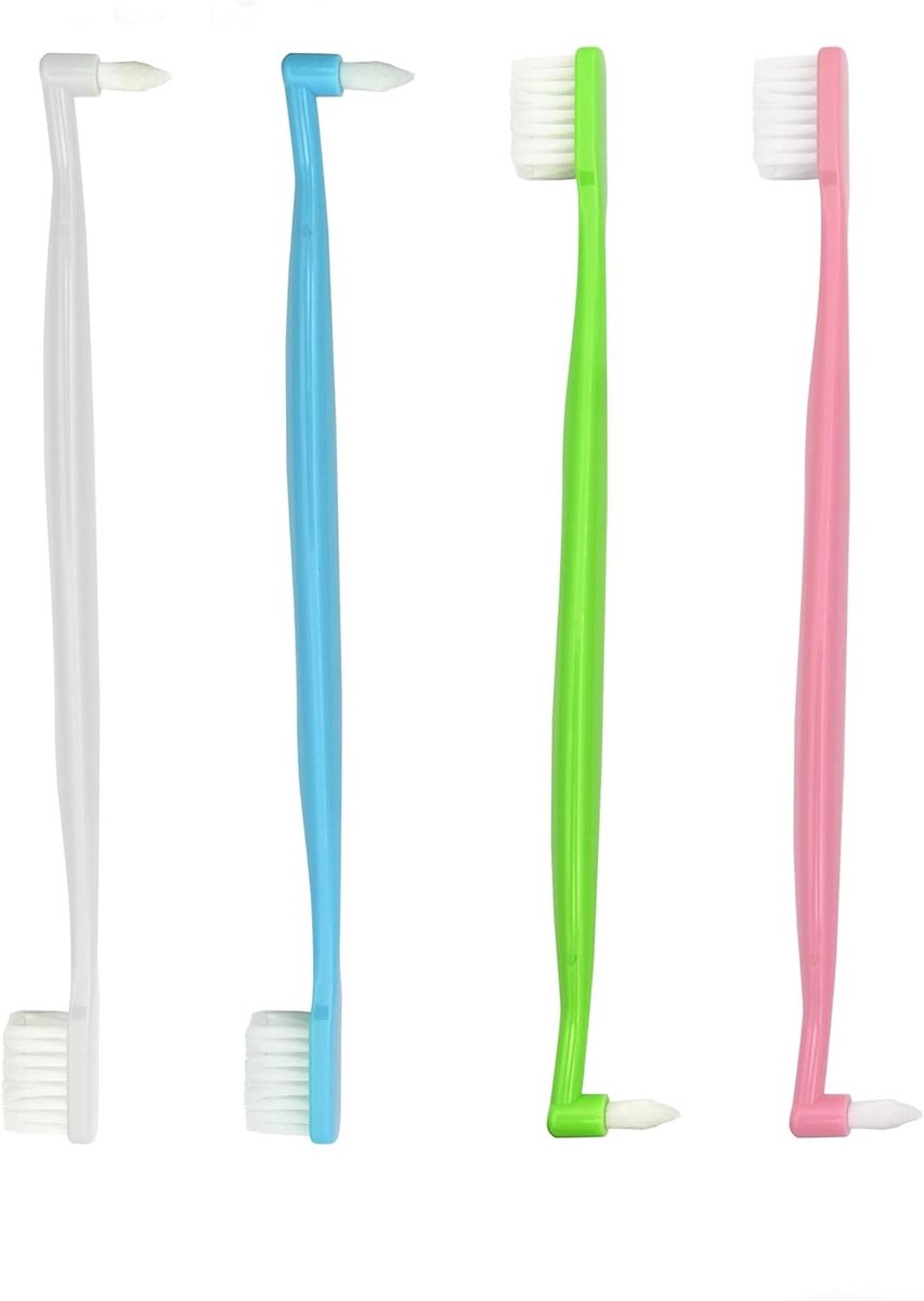Set van 4 Orthodontische Tandenborstels, Dubbelzijdige V-Vorm voor Beugels en Detailreiniging
