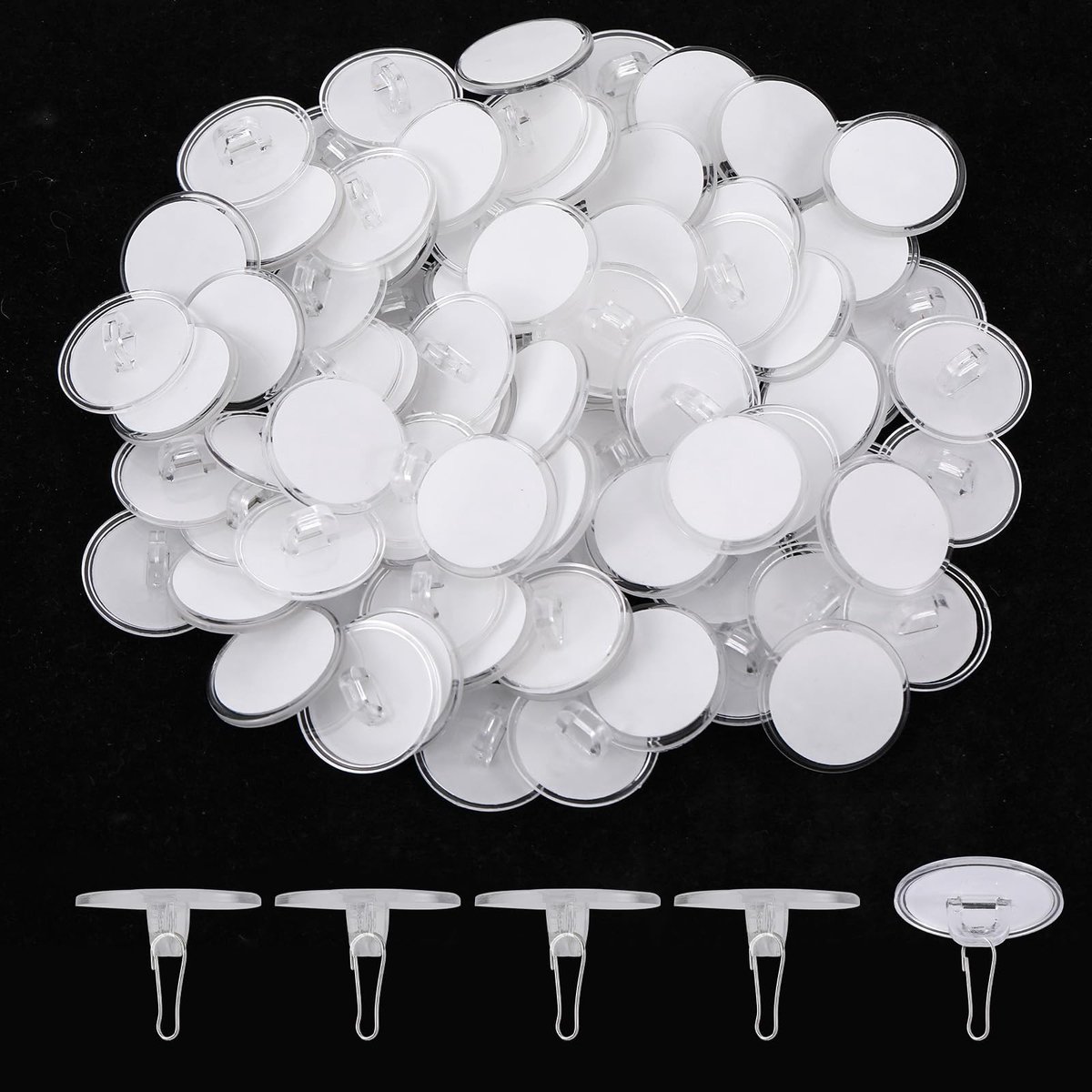 Dailygoods- Plafondhaak Zelfklevend - 50 Stuks - Transparante Haak - Geen Boren - Plastic/Roestvrij Staal - Voor Keuken/Badkamer - Wandhaak