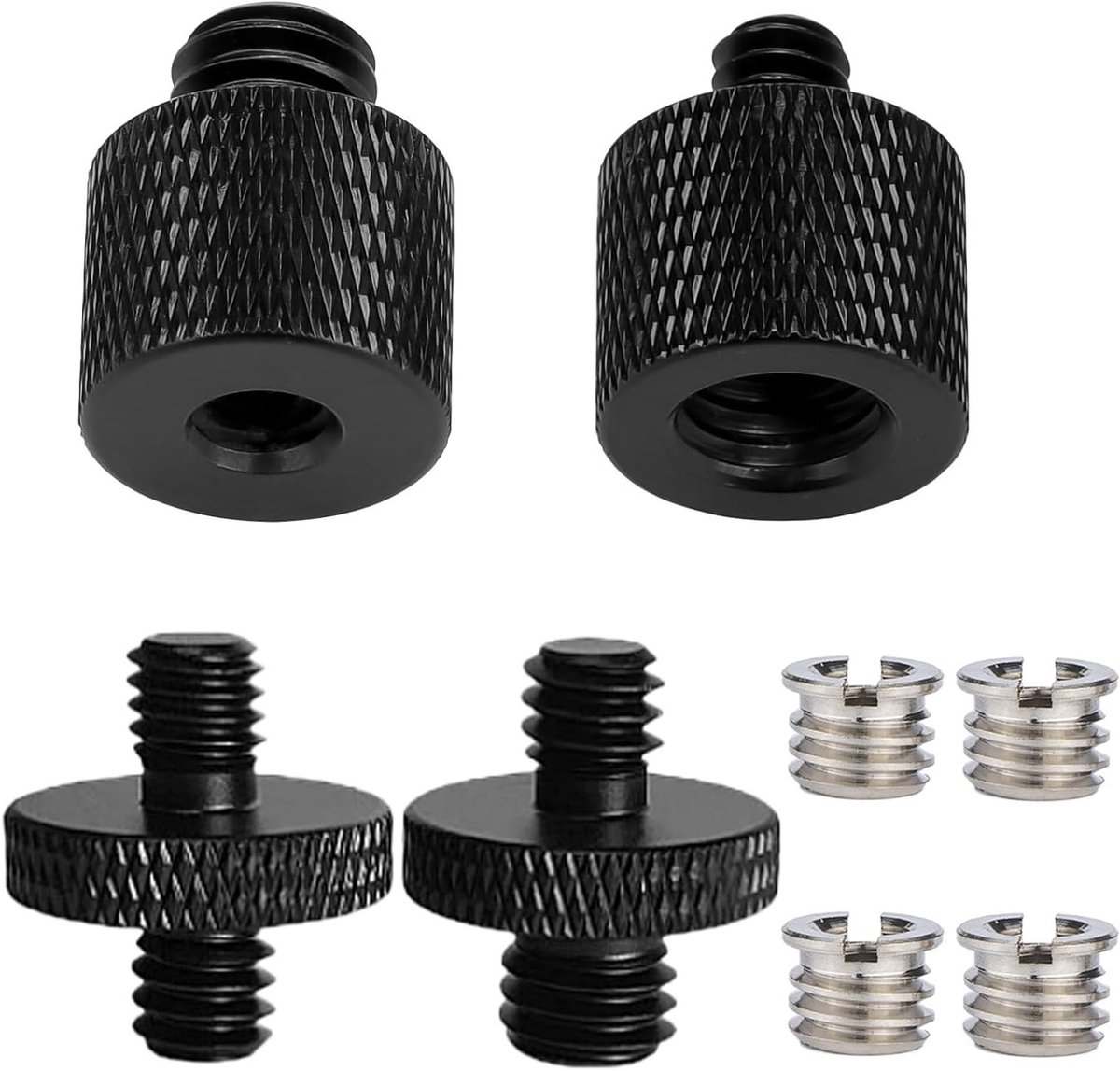 Verstelbare Tripod Adapter 1/4 naar 3/8 Inch, Dubbele Schroef voor Camera en Microfoon, Draadadapter voor Stabiliteit en Flexibiliteit bij Fotografie