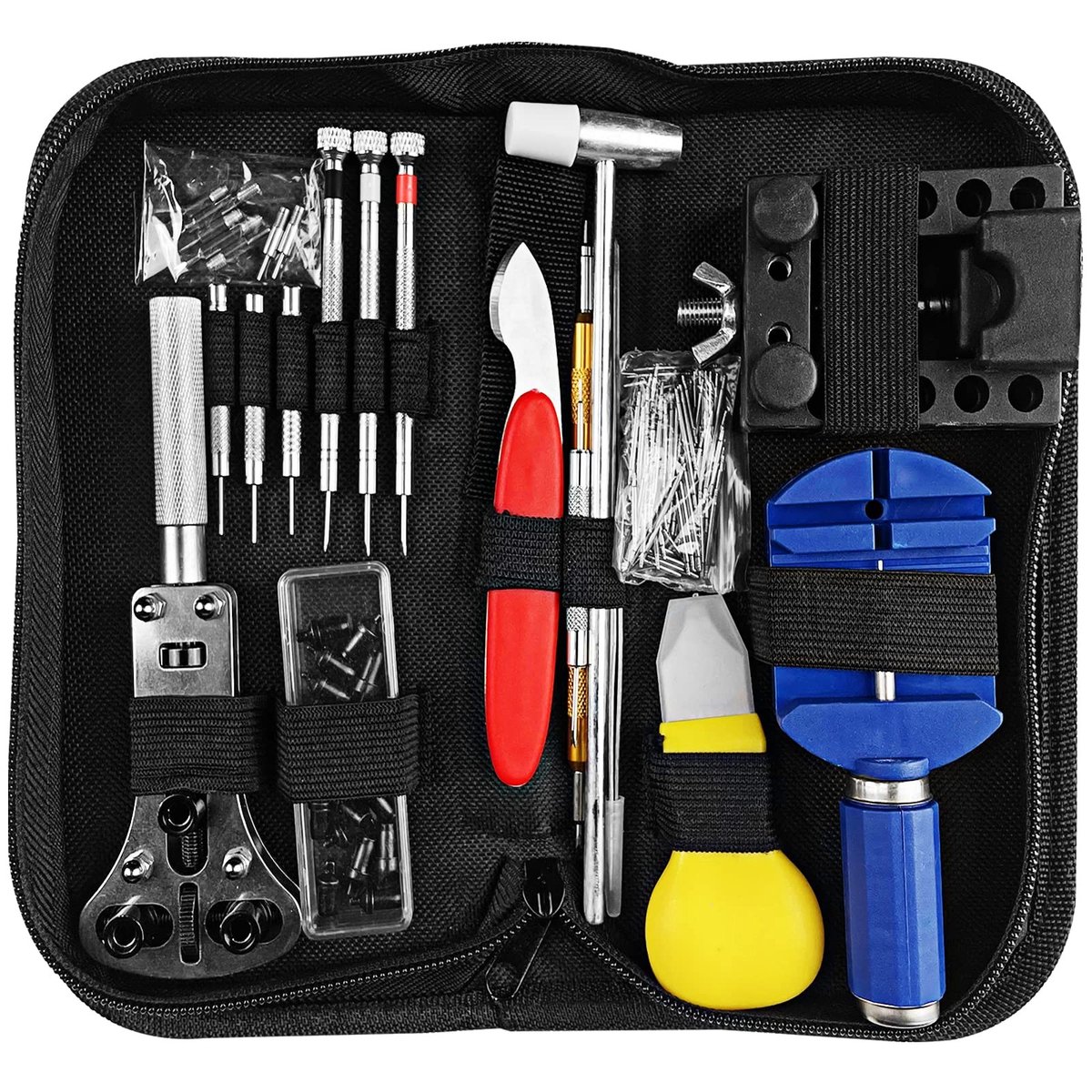 JHUBERS- Reparatieset 147-delig - Horlogemaker/Gereedschapsset - Schroevendraaier/Behuizingsopener - Antimagnetisch/Verstelbaar - Hoogwaardig/Roestvrij - Professioneel/Geschikt voor beginners - Horlogegereedschap