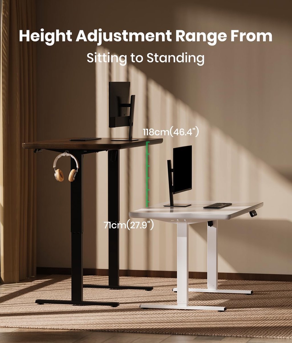 Elektrisch in hoogte verstelbaar bureau frame met dubbele motor, memory functie, USB-C poort, stalen constructie, 80 x 180 cm werkblad compatibel, 71–118 cm verstelbaar, 150 kg draagvermogen