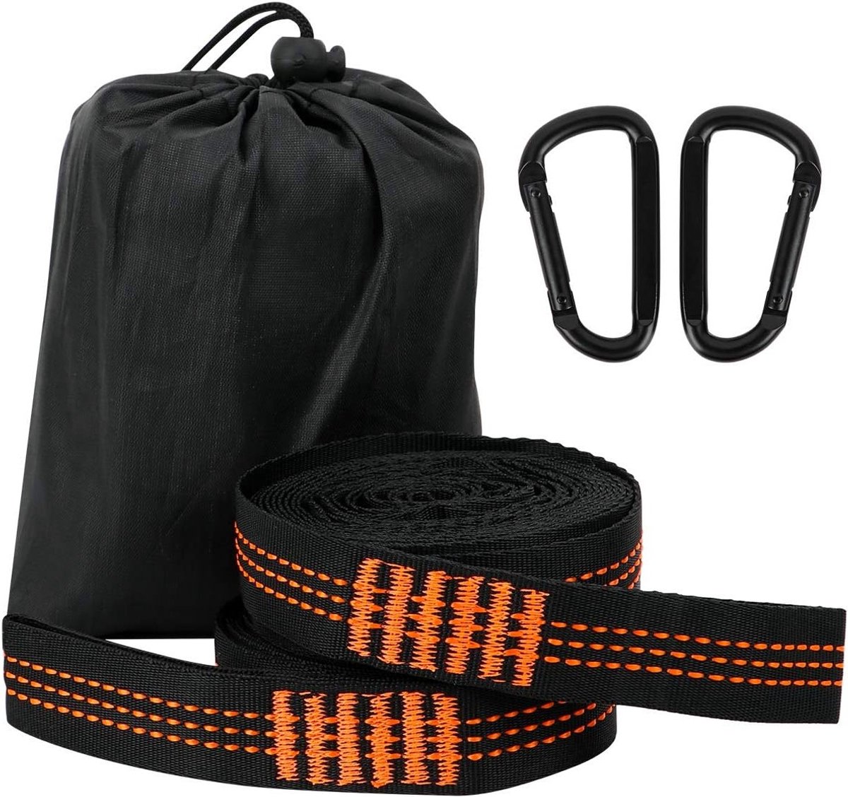 2 Hammocks met 2 Haakcarabiners en 300 cm Camping Hangriemen, Lichtgewicht en Sterk, Gemakkelijk te Installeren voor Buitenactiviteiten, Perfect voor Kamperen en Relaxen