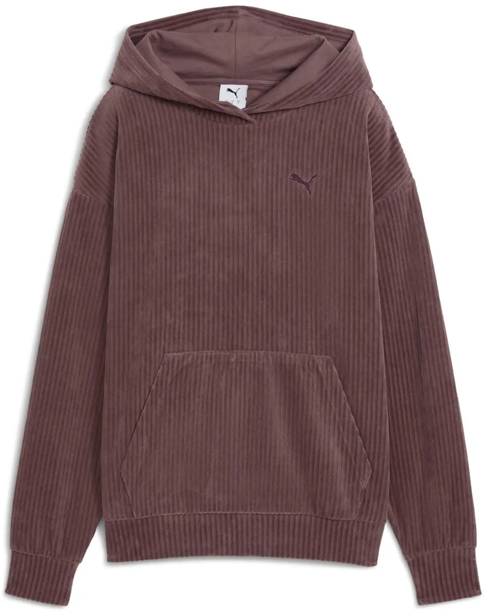 Comfortabele dames hoodie van ribfluweel Puma Druif