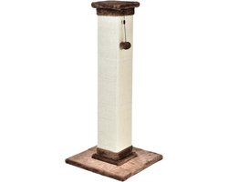 Homeblend Krabpaal - Kattenkrabpaal 90 cm - Extra Sterk Sisal - Stevige Klimpaal voor Dagelijks Gebruik - Bruin met Zacht Pluche - Inclusief Speelbal - Voor Grote Katten