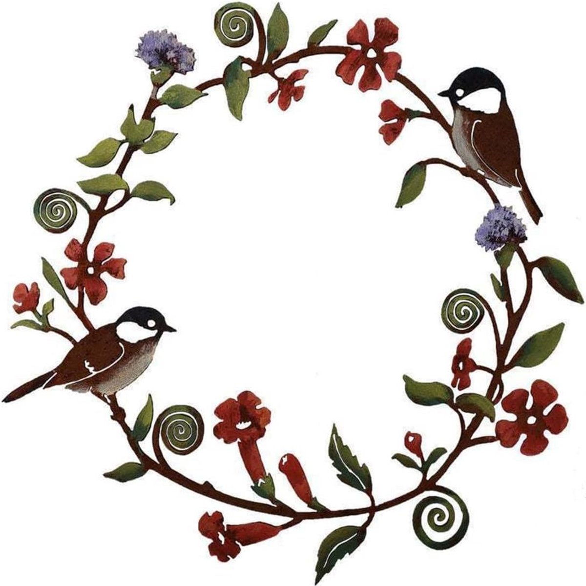 Dailygoods- Deurkrans Metalen Vogelkrans - Deurkrans Voor Buiten - Decoratie - Bloemen/Bladeren - Voordeur - Huisdeur - Deco Krans