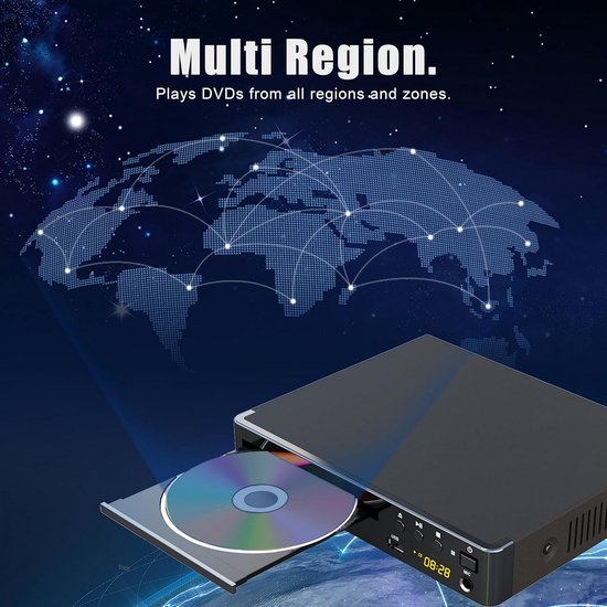 Compacte DVD Speler - Mediaspeler Home Cinema - Films Kijken - Code-vrij Afspelen - 1080p Upscaling - Zwart — afbeelding 5