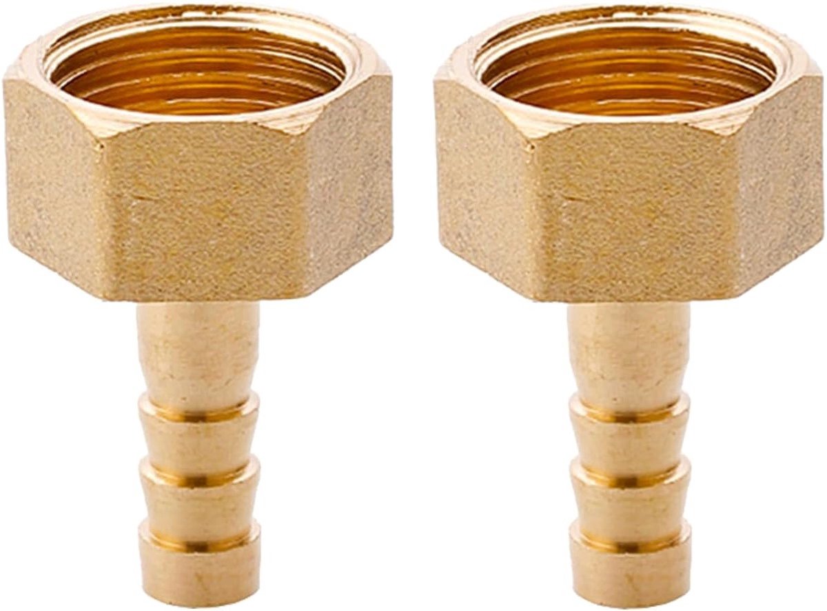 2-delige Messing Barbed Slangverbinder, 1/2 inch BSP Draad, Tuinslang Koppeling voor Brandstof, Lucht en Water