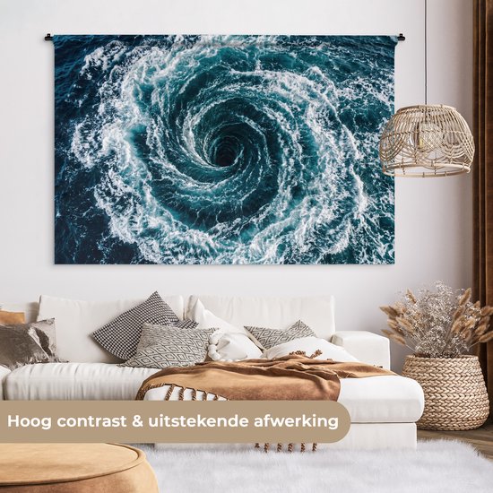 Wandkleed 180x120 cm - Wanddoek Oceaan - Blauw - Draaikolk - Wandtapijt - Wandkleden