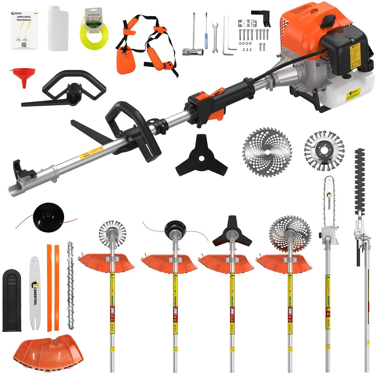 Innovastore Grasmaaier - Handgrasmaaier - Benzine Grasmaaier - Bosmaaier - Heggenschaar - Kettingzaagmaaier - 6-in-1 benzinetrimmer -