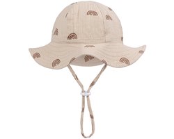 Babyzonnehoedje voor jongens en meisjes van 0-3 jaar, UPF 50+ UV-bescherming, katoenen zomerpet voor op het strand, lichtgewicht casual buitenhoedje voor baby's en peuters, verstelbaar en ademend met kinbandje, Stijl 9