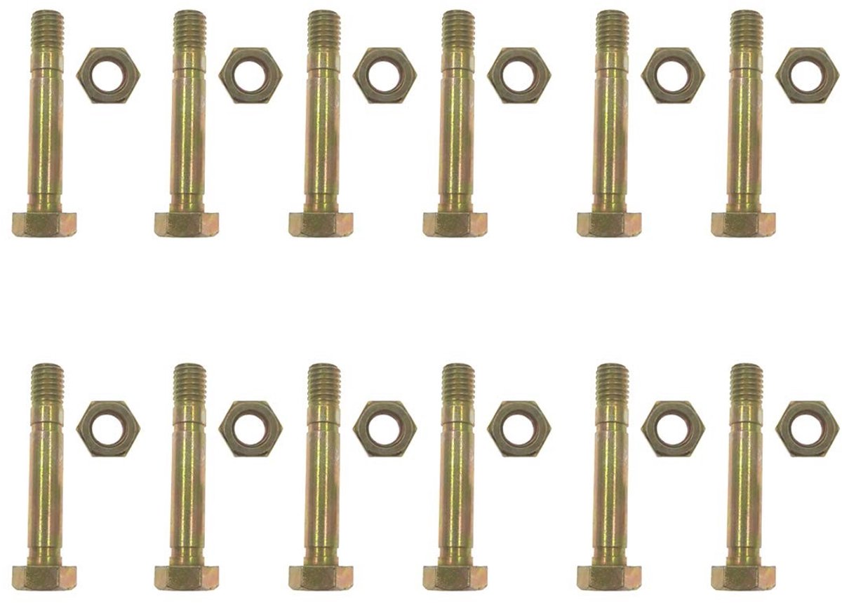 Dailygoods- Shearpins 12 Stuks - Vervanging voor Ariens 52100100 - Onderdeelnummer 5575 - Buitendiameter 5/16" - Inclusief Moeren - Geschikt voor Roterende Onderdelen - Schuifpen