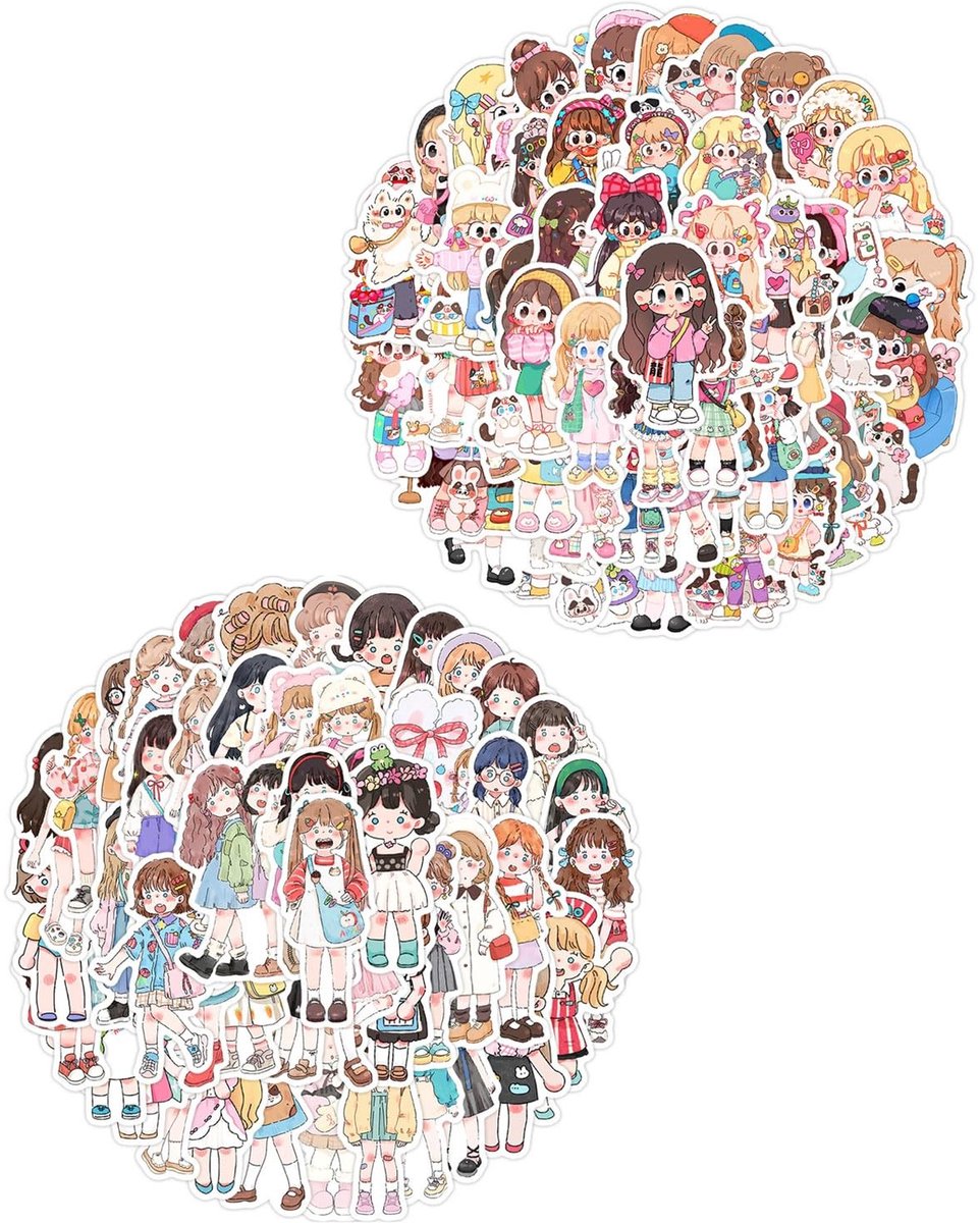 Dailygoods- Reflecterende Stickers 100 Stuks - Kawaii Meisjesoutfit Stickers - Waterdicht PVC - Veilig en Duurzaam - Creatieve Accessoires - Perfect Cadeau