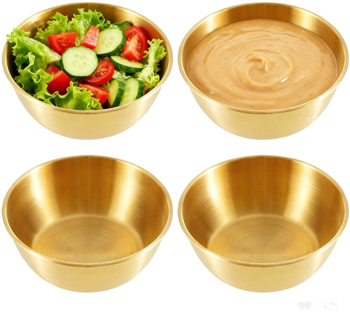 Dailygoods- Kommen Set van 4 - Roestvrij Staal - Mini Sauskommen - Stapelbaar - Duurzaam - Vaatwasmachinebestendig - 14 cm - Sauzenkom