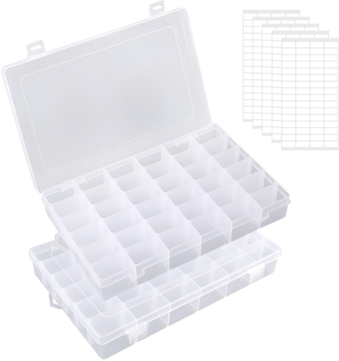 Dailygoods- Sorteerdoos 36 Vakken - Opbergdoos - Assortimentsdoos - Verstelbare Scheidingswanden - 2-Delige Doos - 27,5 x 17,5 x 4,55 cm