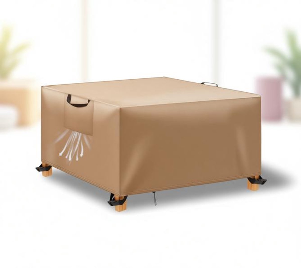 ElleMooi Tuinmeubelafdekking waterdicht afdekzeil - 420D Oxford - 125x125x74 cm - Kaki
