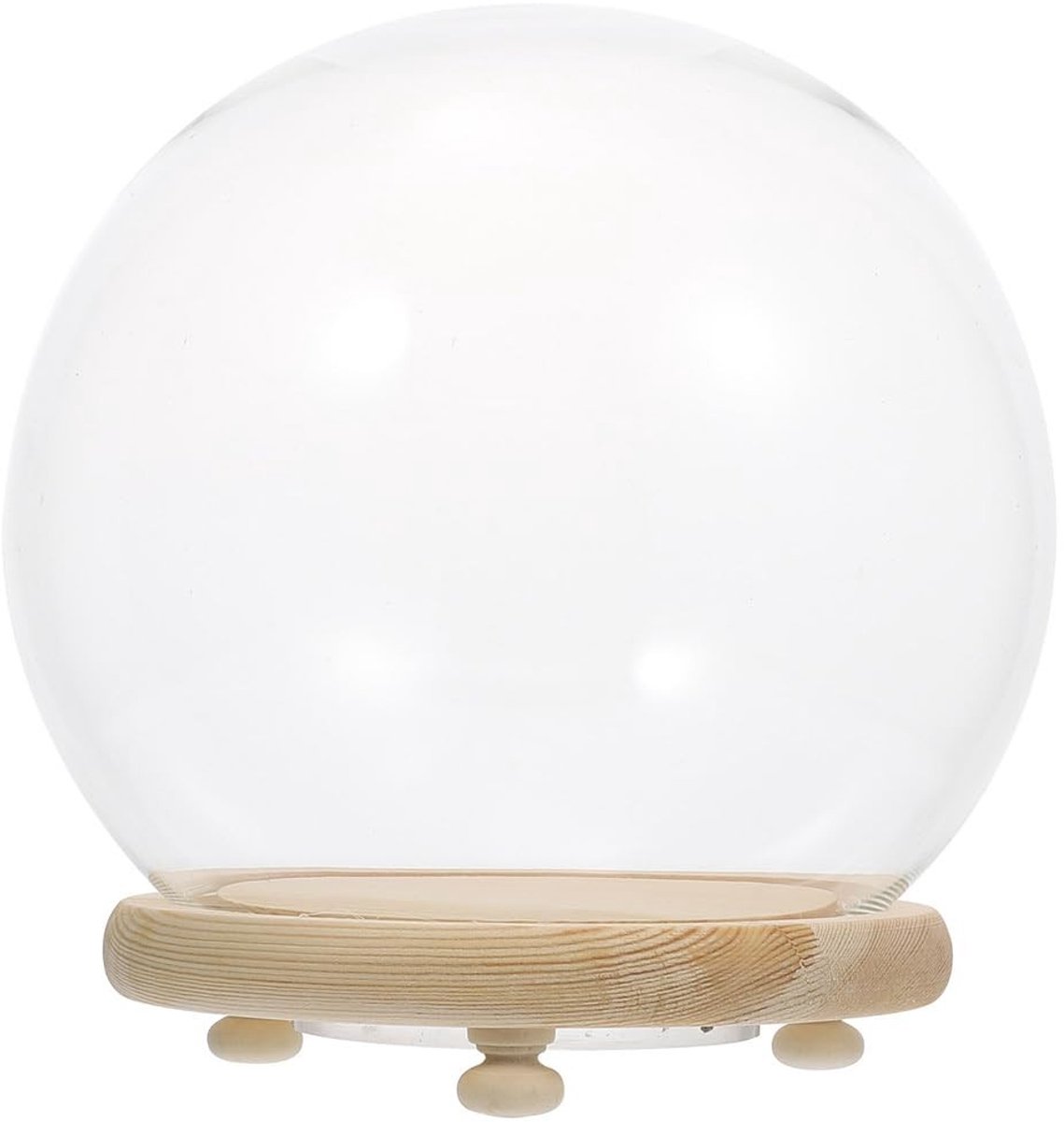 Dailygoods - Helder Glazen Cloche met Houten Bodem voor Decoratie