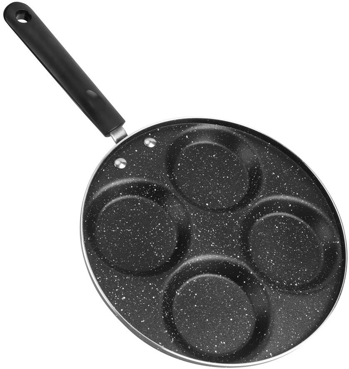 Dailygoods- Eierkoekenpan 4-kops - Antiaanbaklaag - Aluminium - 24,5 cm - Multifunctionele Pan - Geschikt voor Gas/Elektrisch Fornuis - Koekenpan