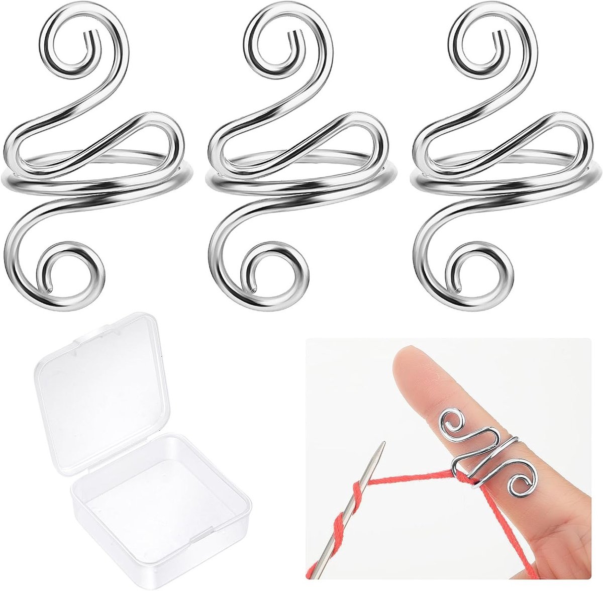 3 Stuks Haakringen voor Vingers - Verstelbare Spanningsringen voor Breien en Handwerken - Creatieve Gereedschappen voor DIY en Ambachten