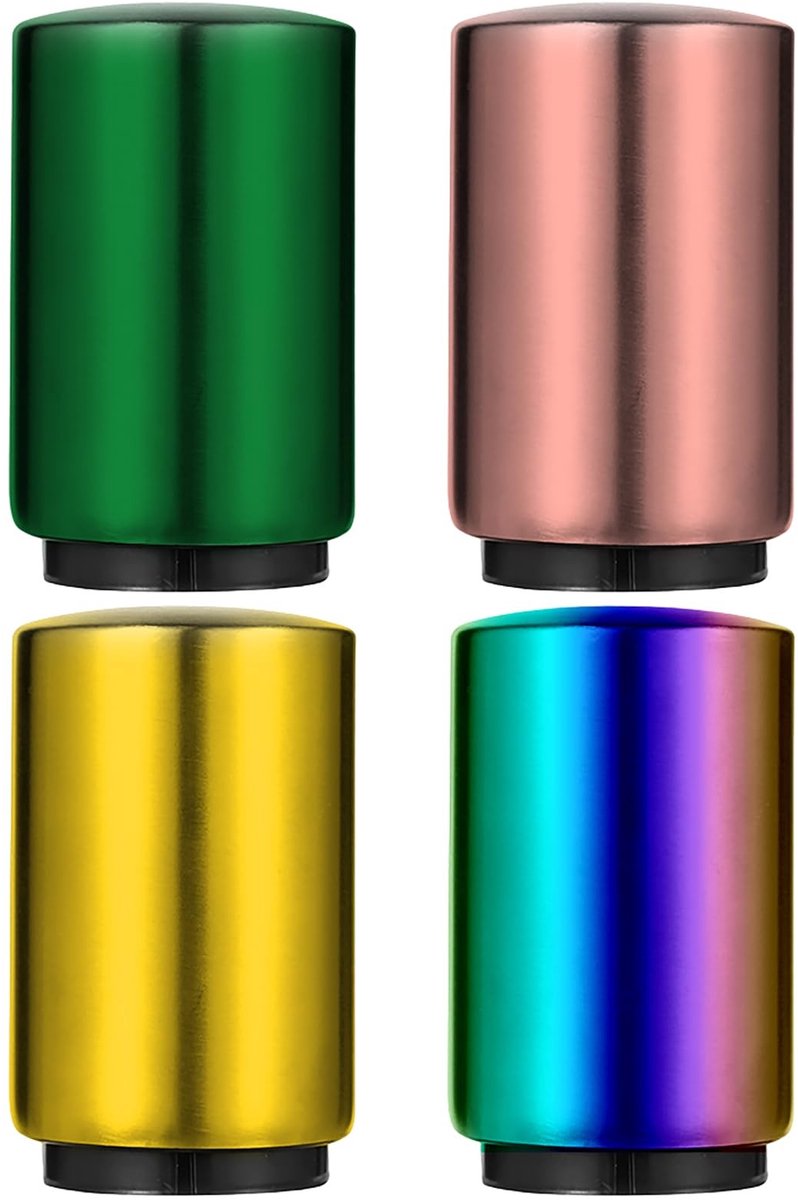 Dailygoods- Flesopener Automatisch - 4 Stuks - Roestvrij Staal - Kroonkurkopener - Bieropener - Magnetisch Ontwerp - Perfecte Grip - Flessenopener