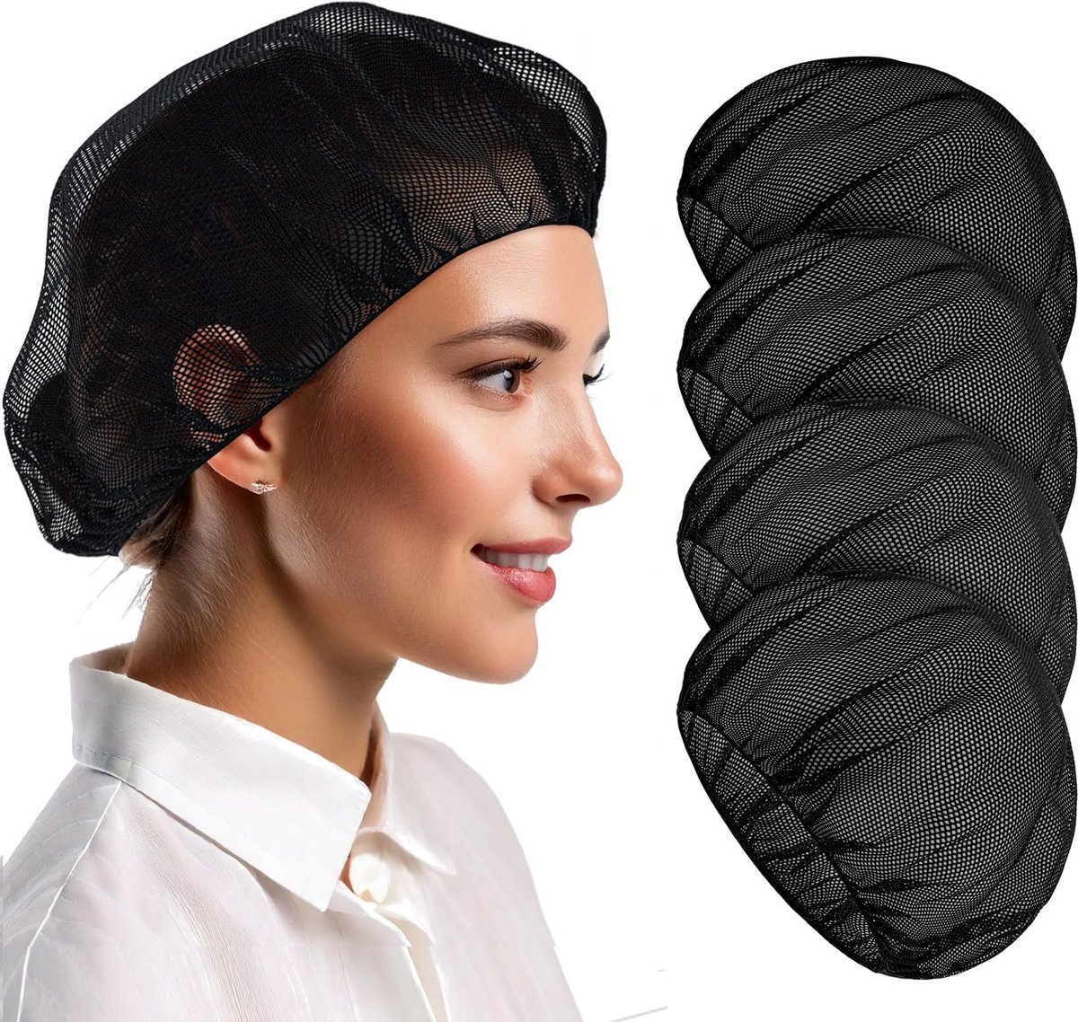LAUZY- Haarnet 4 stuks - Verstelbare Kookmuts - Uniseks - Herbruikbaar - Wasbaar - Ademend Polyester - Koksmuts