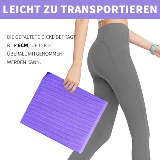 Opvouwbare Yogamat - Fitnessmat Pilates - Sport en Ontspanning - Dubbelzijdig Antislip - 183 x 61 cm - Paars — afbeelding 2
