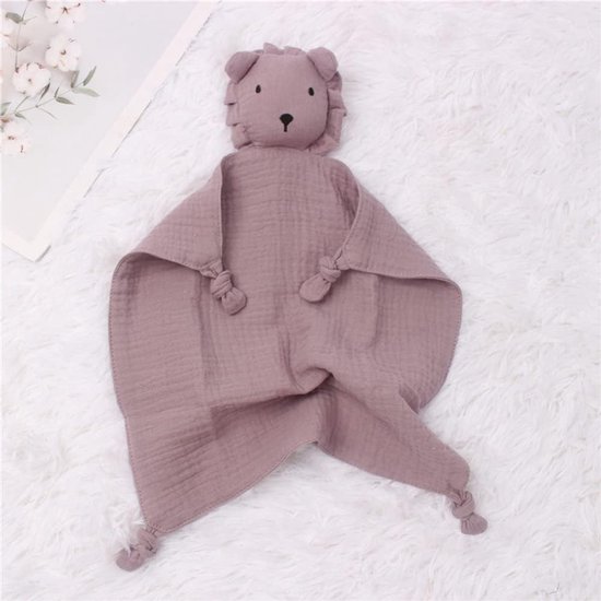 Knuffeldoek met Panda - Baby Knuffel - Baby Comfort - Dubbele Laag Mousseline - 30 x 30 cm - Lila — afbeelding 2