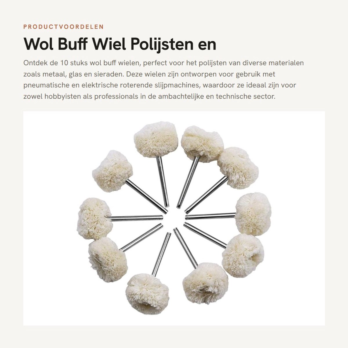 Dailygoods - Wol Buff Wiel - Polijsten en Buffing - 10 Stuks - 25 MM - Geschikt voor Sieraden en Metalen - Voor Roterende Gereedschappen - Ideaal voor...