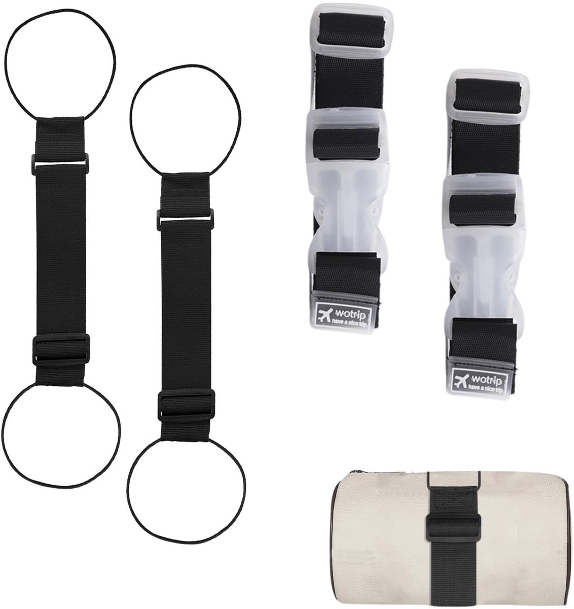 Dailygoods - Set van 4 Elastische Bagage Bevestigingsriemen voor Reistassen