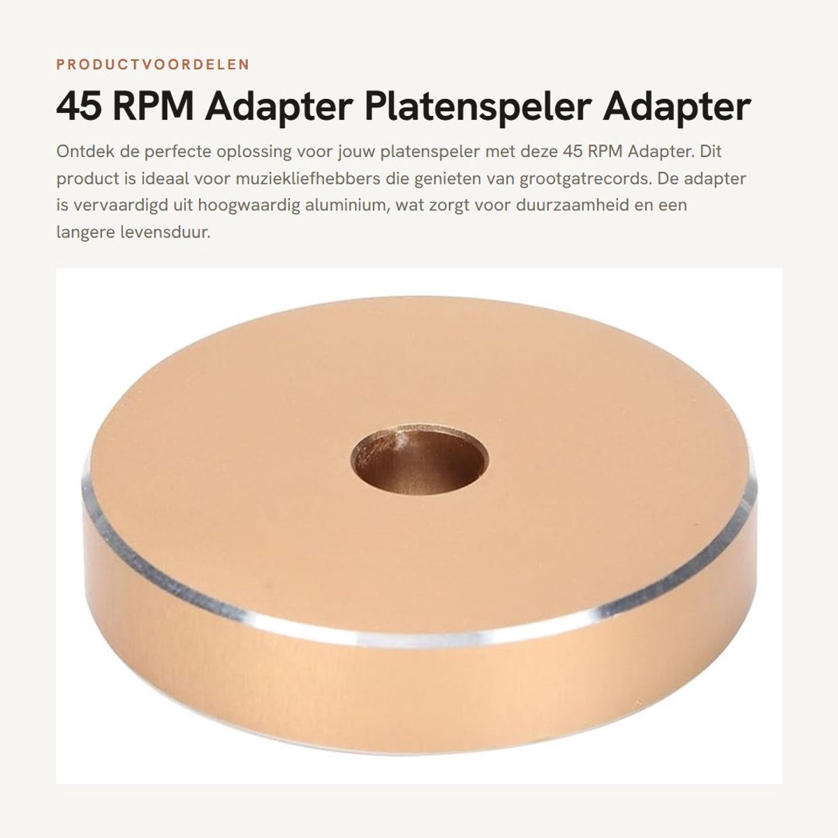 Dailygoods - 45 RPM Adapter - Platenspeler Adapter - Gemaakt van hoogwaardig aluminium - Zwart - Conversieblad voor grootgatrecords - Perfect voor muziek