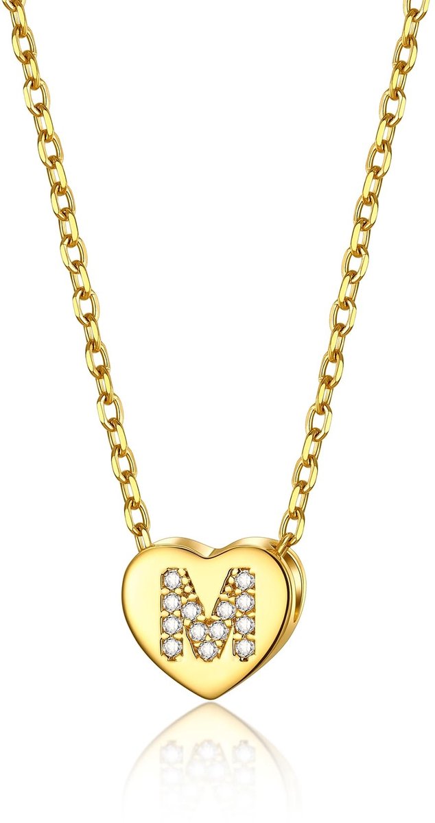 Dailygoods- Hartketting met letters - Gouden Halsketting - Koper/Roestvrij Staal - 41 cm - Geschikt voor Dames/Meisjes - Perfect als Cadeau