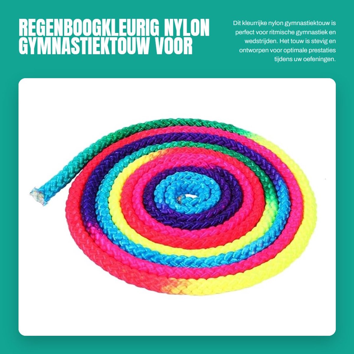 Dailygoods - Regenboogkleurig Nylon Gymnastiektouw voor Ritmische Gymnastiek