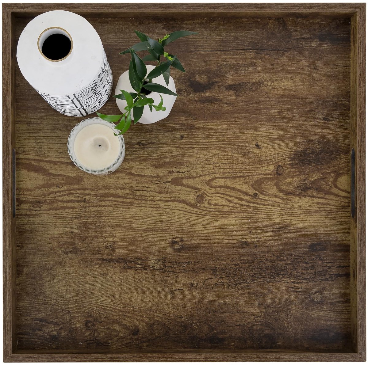 Dailygoods- Serveerschaal Groot - Houten Dienblad - Vierkant Dienblad - Antislip Dienblad - Decoratief Dienblad - 50 cm Opbergruimte