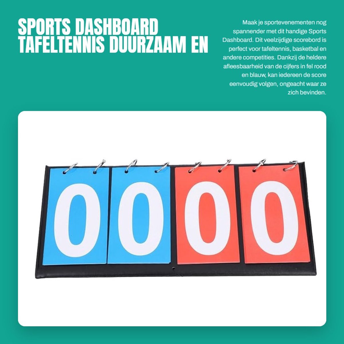 Dailygoods- Sportdashboard Draagbaar - 2/3/4 Cijfers - Lichtgewicht - Waterdicht - Geschikt voor Voetbal/Basketbal/Tafeltennis - Hoogwaardige Materialen - Scorebord