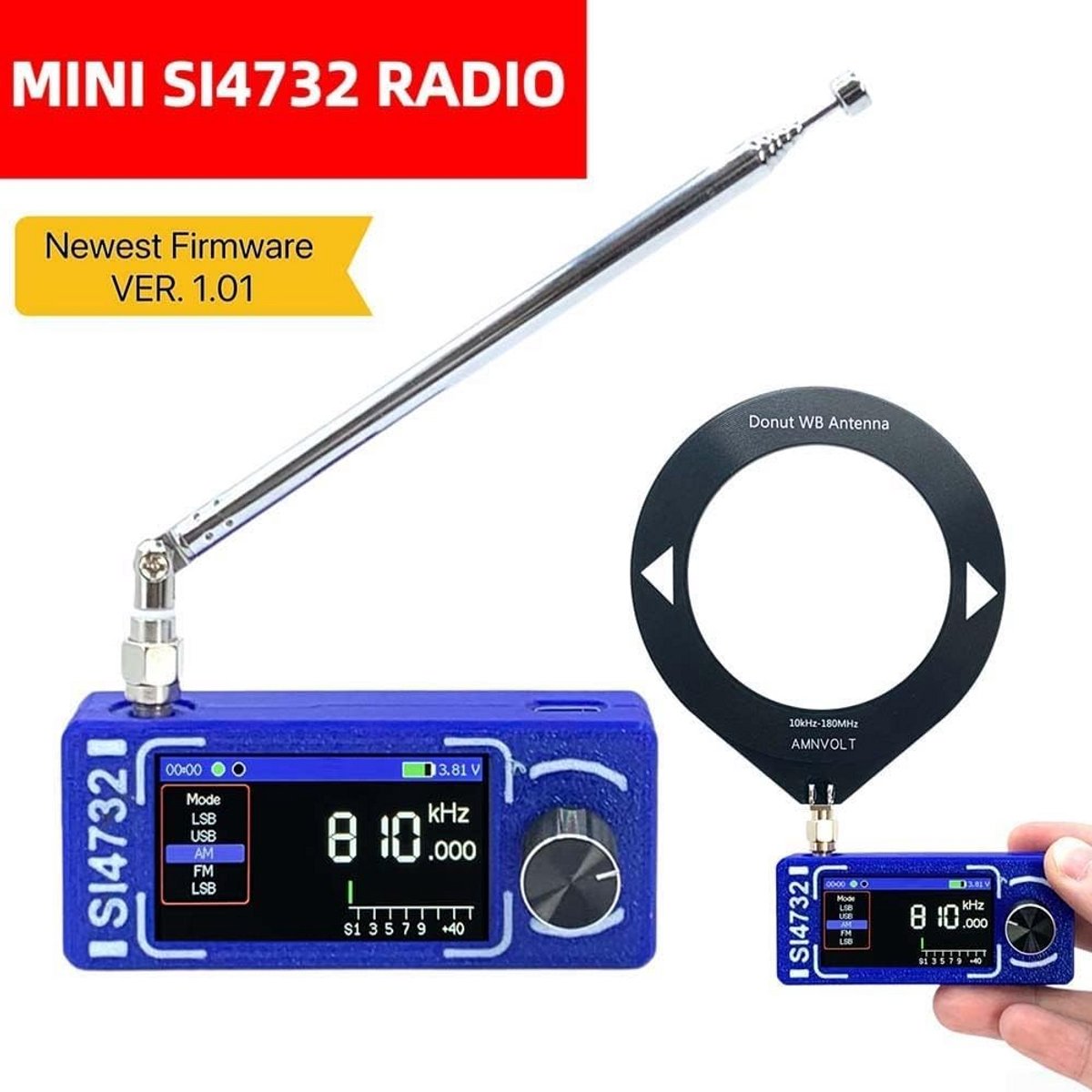 Draagbare Radio - Full Band Ontvanger - Luisteren naar Zenders - IPS Kleurenscherm - 800mAh Batterij - Blauw