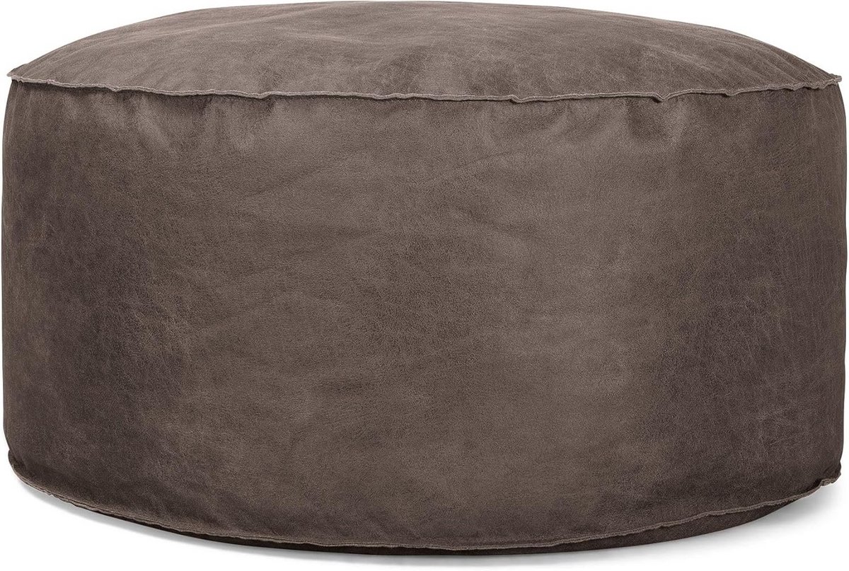 Ronde Poef - Zetel Poef - Woonkamer Decoratie - Kindveilige Rits - 65 cm Diameter - Leisteen Grijs