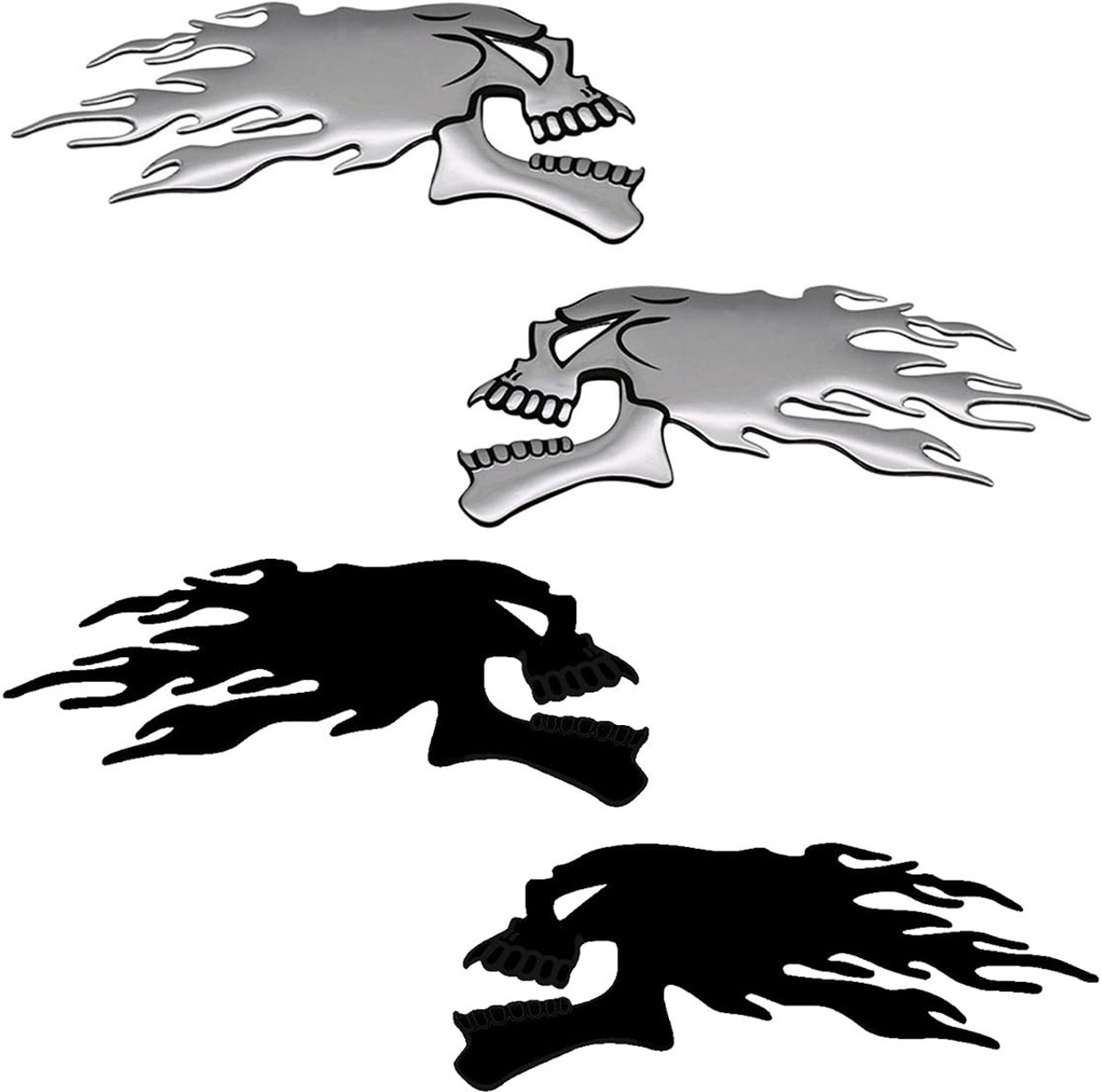 Dailygoods- Tanksticker 3D Schedel - Motorfiets Sticker - Autosticker - Universele Decoratie - Eenvoudig aan te brengen - Zilver/Zwart - Motorfietsstickers