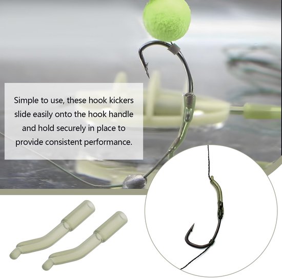 Dailygoods- Vishaak 100 Stuks - Kickers - Karper Vissen - Terminal - Rubberen Slang - 19x2.6mm - Geoptimaliseerde Haakpositionering - Haakkicker van Dailygoods — afbeelding 3