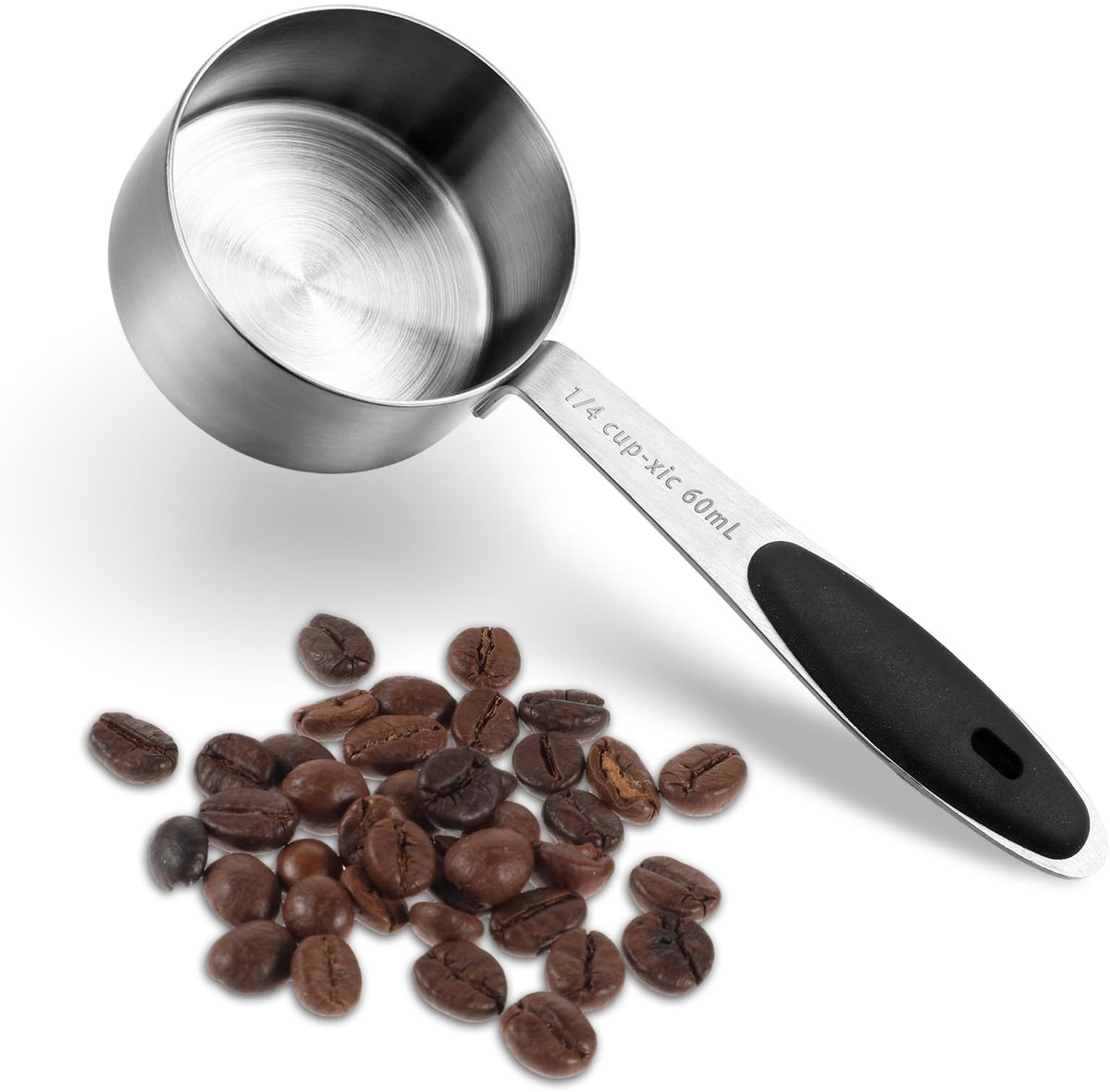 Dailygoods- Koffielepel 60 ml - Maatlepel RVS - Doseerlepel met Siliconen Handvat - Portioneerder voor Thee/Koffie - Gemakkelijk Schoon te Maken - Nauwkeurige Schaal