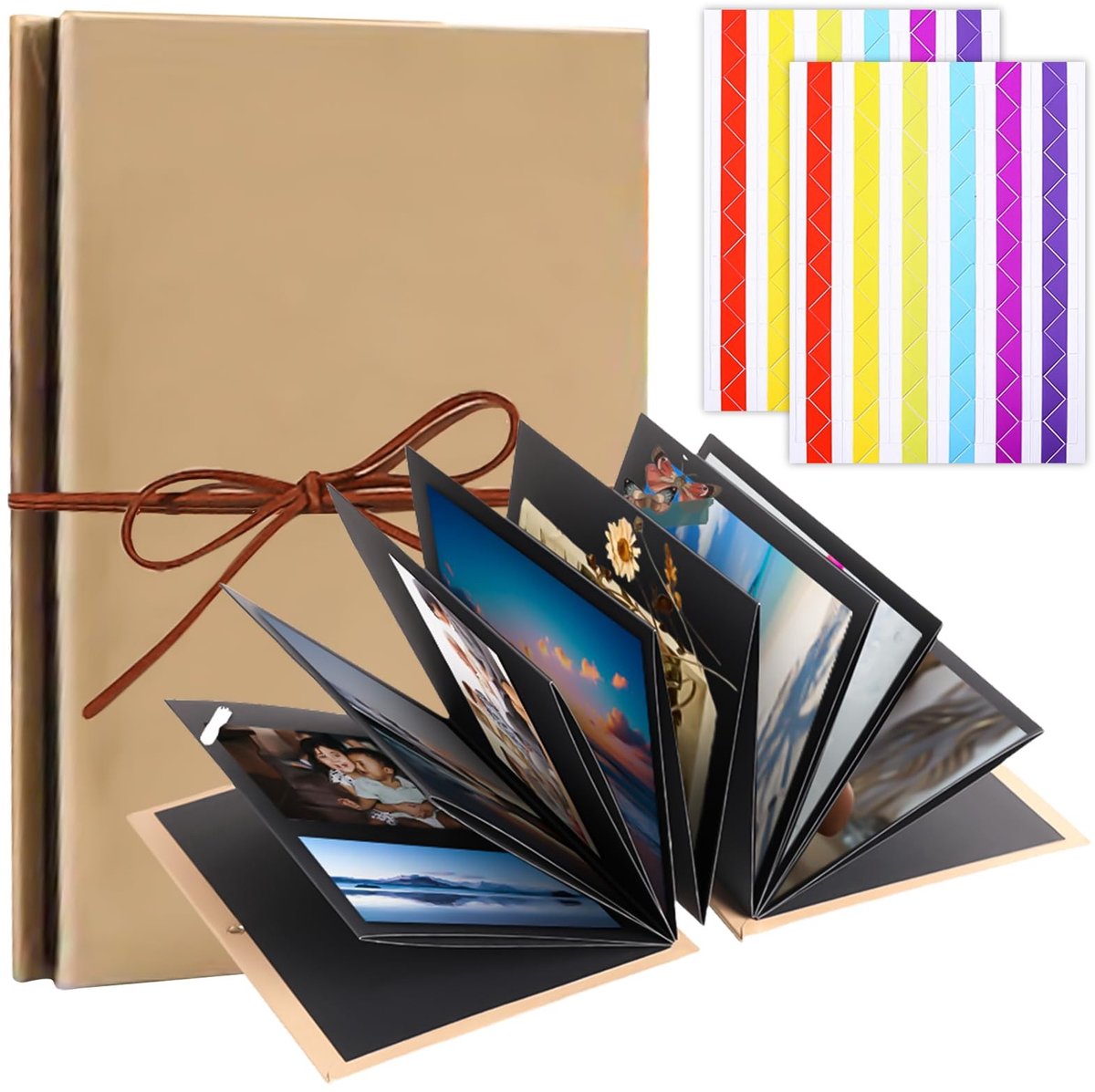 Dailygoods- Fotoalbum om zelf vorm te geven - Scrapbook - Doe-het-zelf - Navulbare map - Zwarte pagina's - Ideaal voor cadeaus
