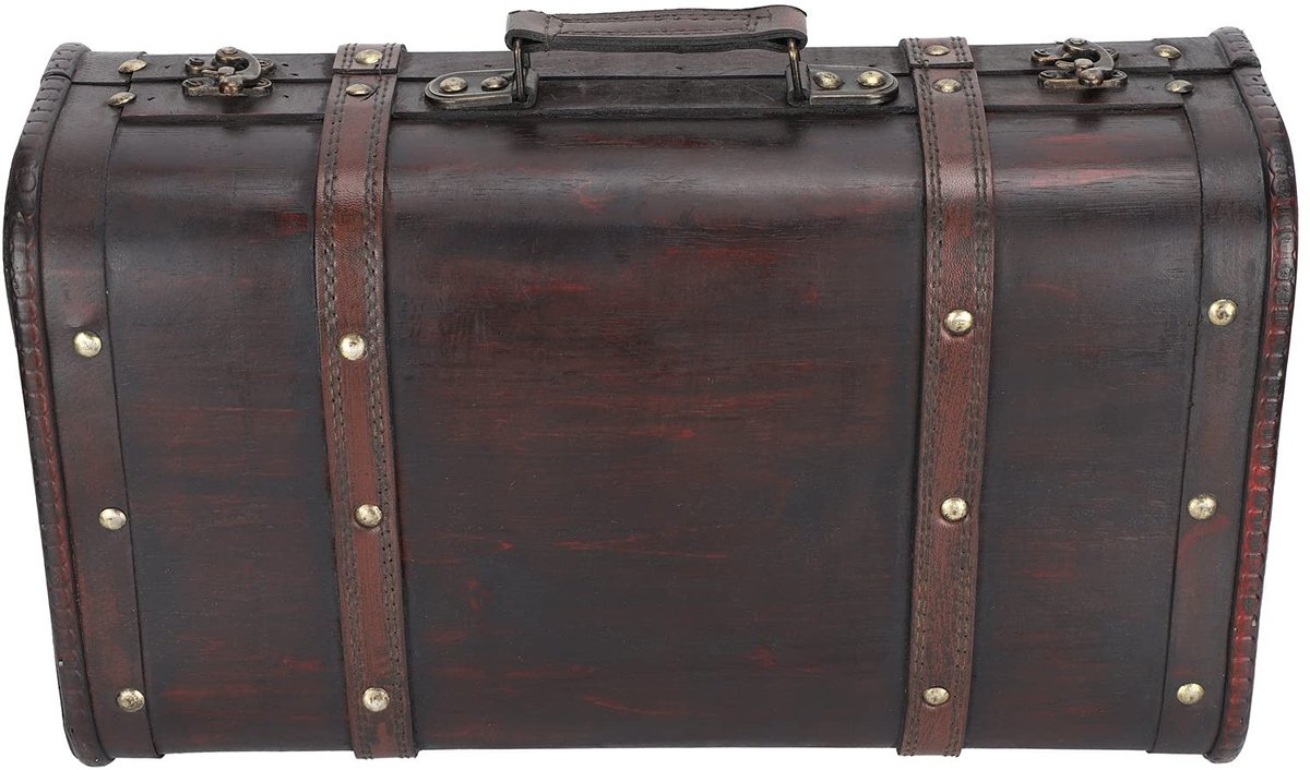 Dailygoods- Opbergdoos Decoratieve Koffer - Vintage Hout - 37,8 x 22,9 x 13,5 cm - Antieke Stijl - Organizer voor Kantoor/Slaapkamer - Ideaal voor Boeken/Sieraden - Opbergkoffer