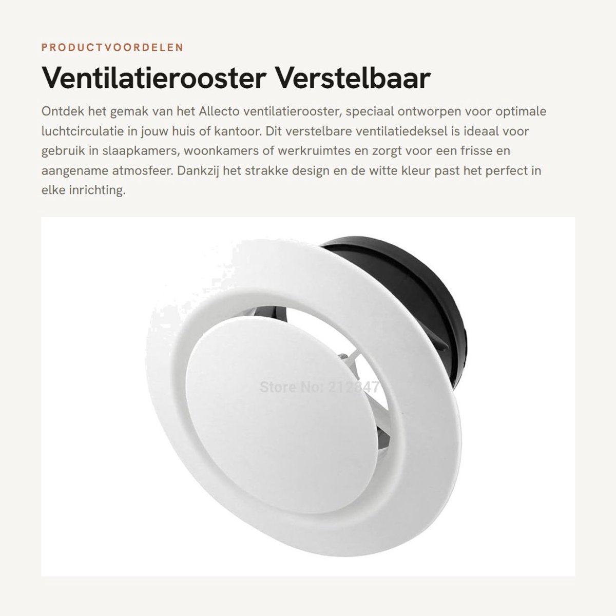 Dailygoods- Ventilatierooster wit 125 mm - Ventilatierooster afsluitbaar - ABS-kunststof - Verstelbaar - Insectenhor - Eenvoudige installatie - Ventilatieventiel