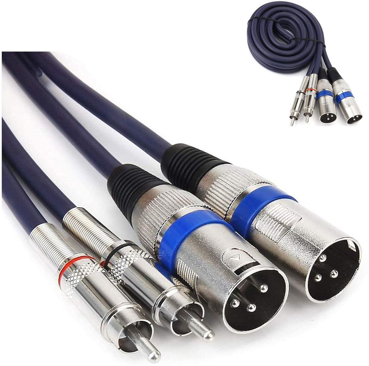XLR naar RCA Kabel - Audio Verbinding - Muziek Afspelen - Hoge Signaalkwaliteit - 1 Meter - Donkerblauw
