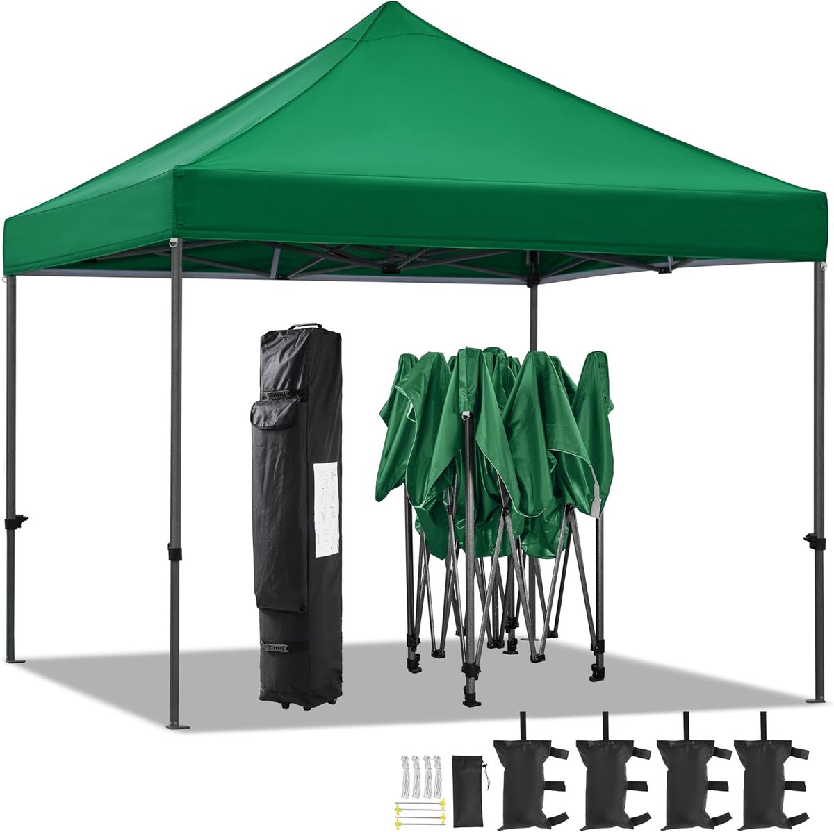 Vouwpaviljoen Waterdicht - Pop-up Tent - Buitenfeest Organiseren - UV-bescherming 50+ - 3x3 Meter - Donkergroen