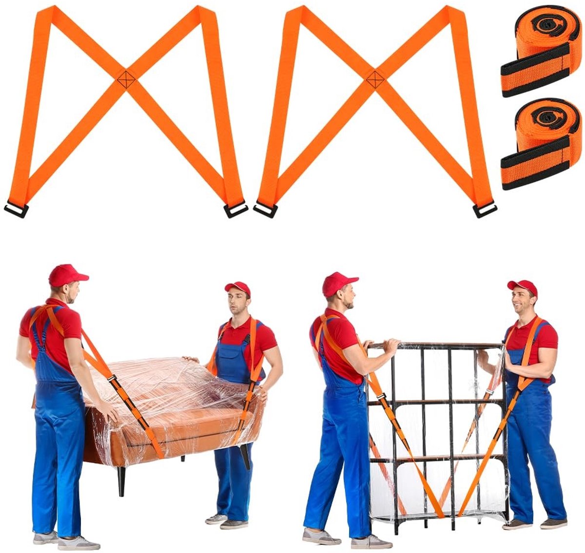 Dailygoods- Meubilairdraagriem Verstelbaar Ontwerp - 2-Persoons Schouderriem - Duurzaam Nylon - Ergonomische Schouderbanden - Tot 380 kg - Voor Meubels en Apparaten - Verhuisriem