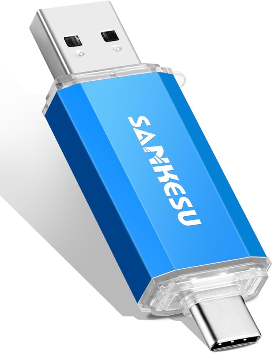 USB C Stick - Geheugenstick Dual - Bestanden Overzetten - Plug and Play - 256 GB - Zwart
