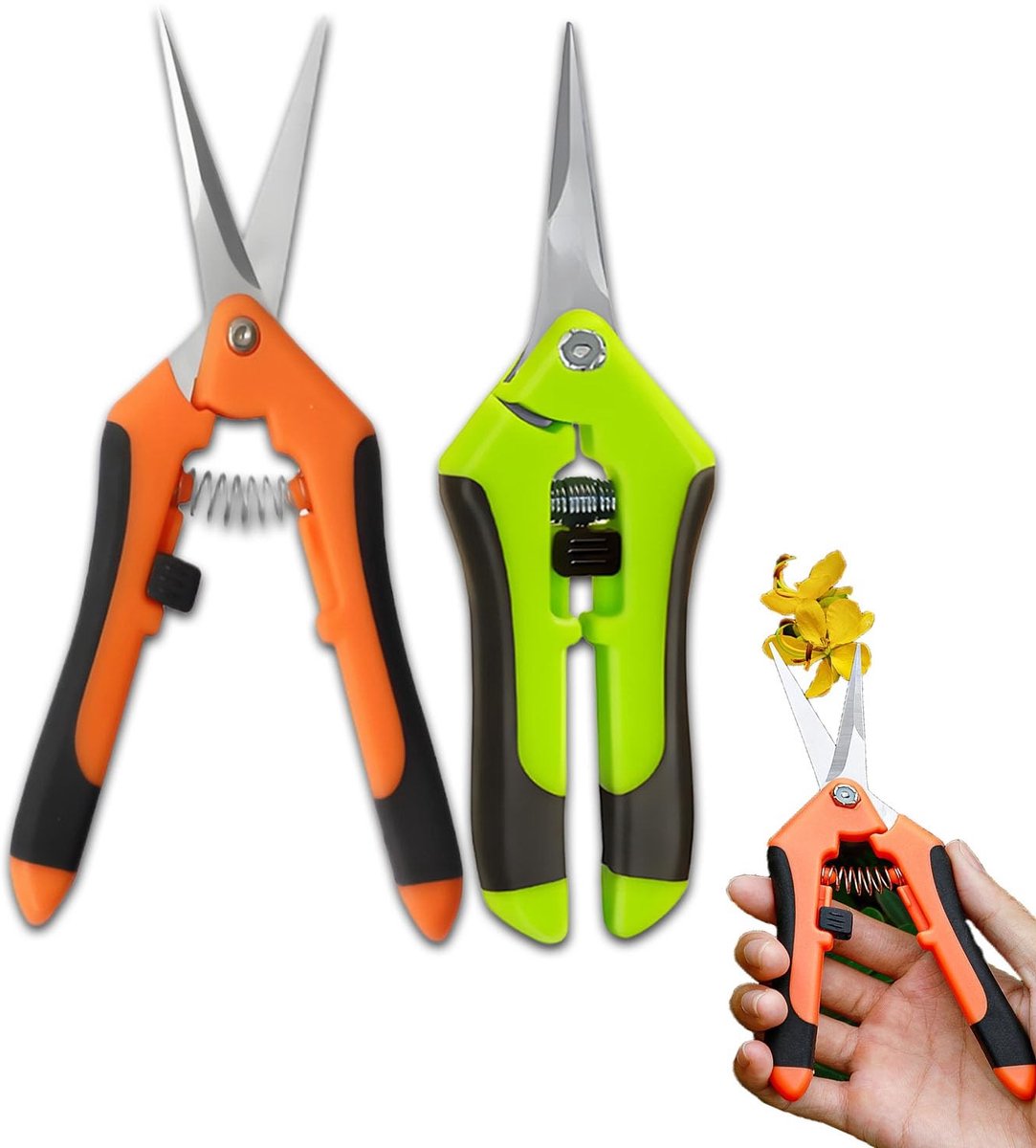 Dailygoods- Oogstschaar Set - Roestvrij Staal - Snoeischaar - Bloemenschaar - Hennep/Plantenschaar - Lichtgewicht - Scherpe Messen