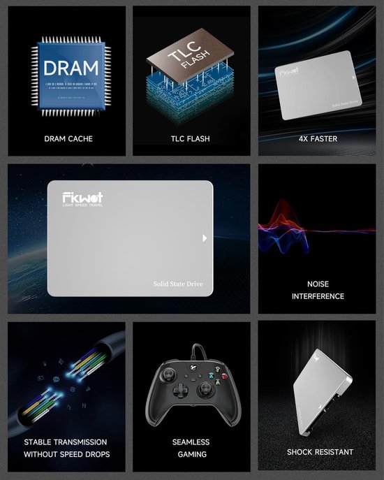 Interne SSD - Opslag Schijf - Sneller Werken - Met DRAM Cache - 1TB - Zwart — afbeelding 3