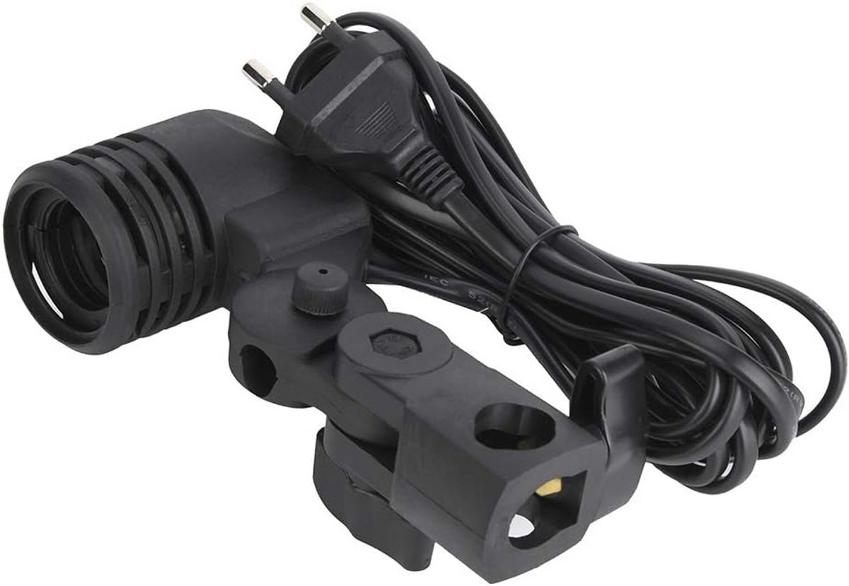 Lampvoet Fitting - Verstelbare Houder - Foto Studio Belichting - Hittebestendig ABS - 350cm Kabel - Zwart