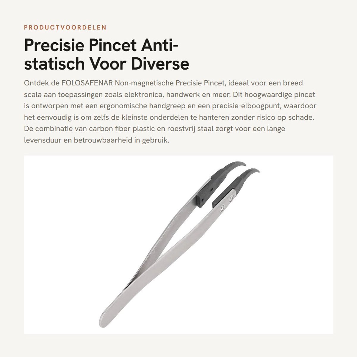 Dailygoods - Precisie Pincet - Anti-statisch - Voor Diverse Toepassingen - Non-magnetisch - Handgereedschap - Hoogwaardige Precisie - Geschikt voor El...